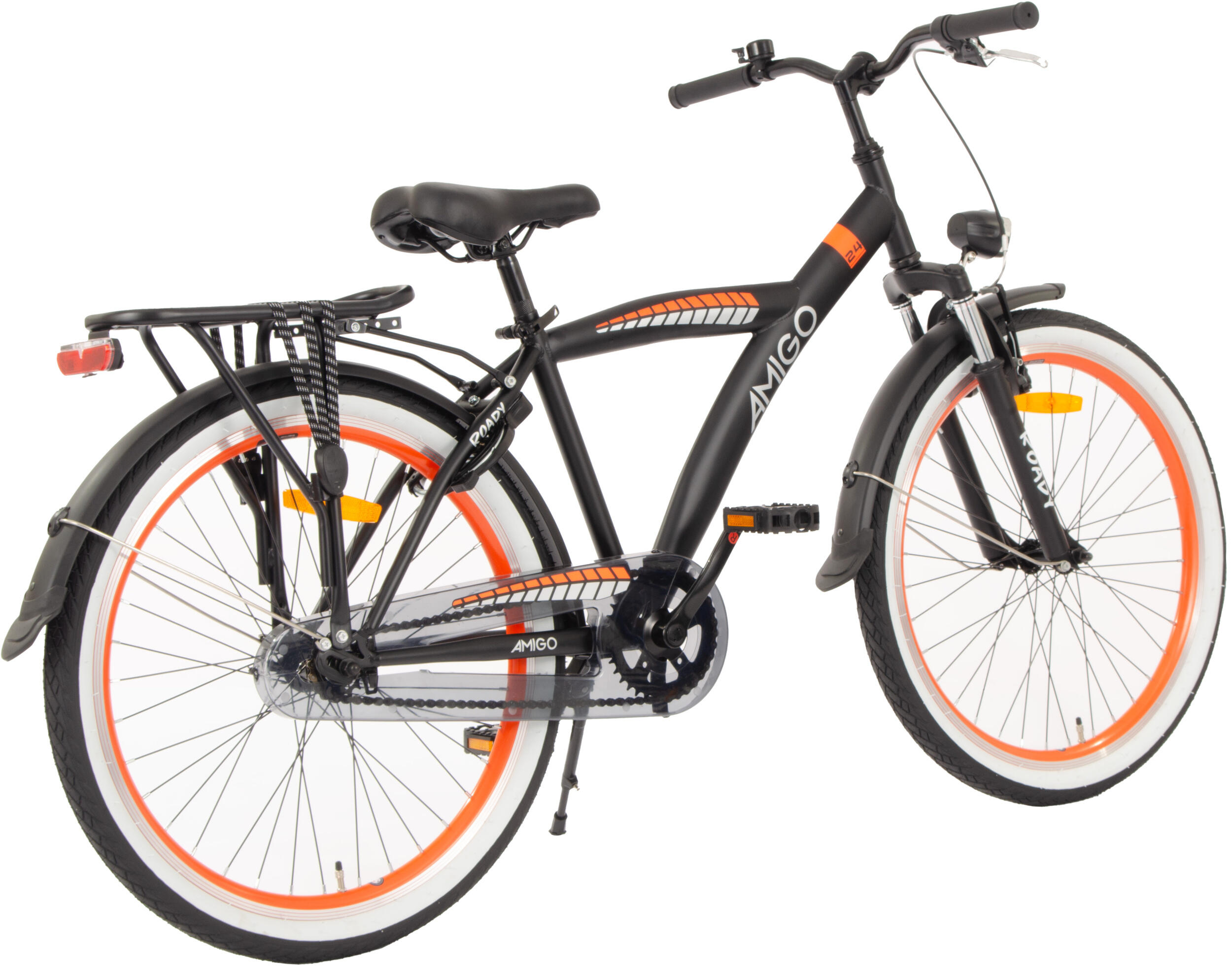 AMIGO Jongensfiets Roady 24 Inch Jongens Terugtraprem Zwart/Oranje 6/7