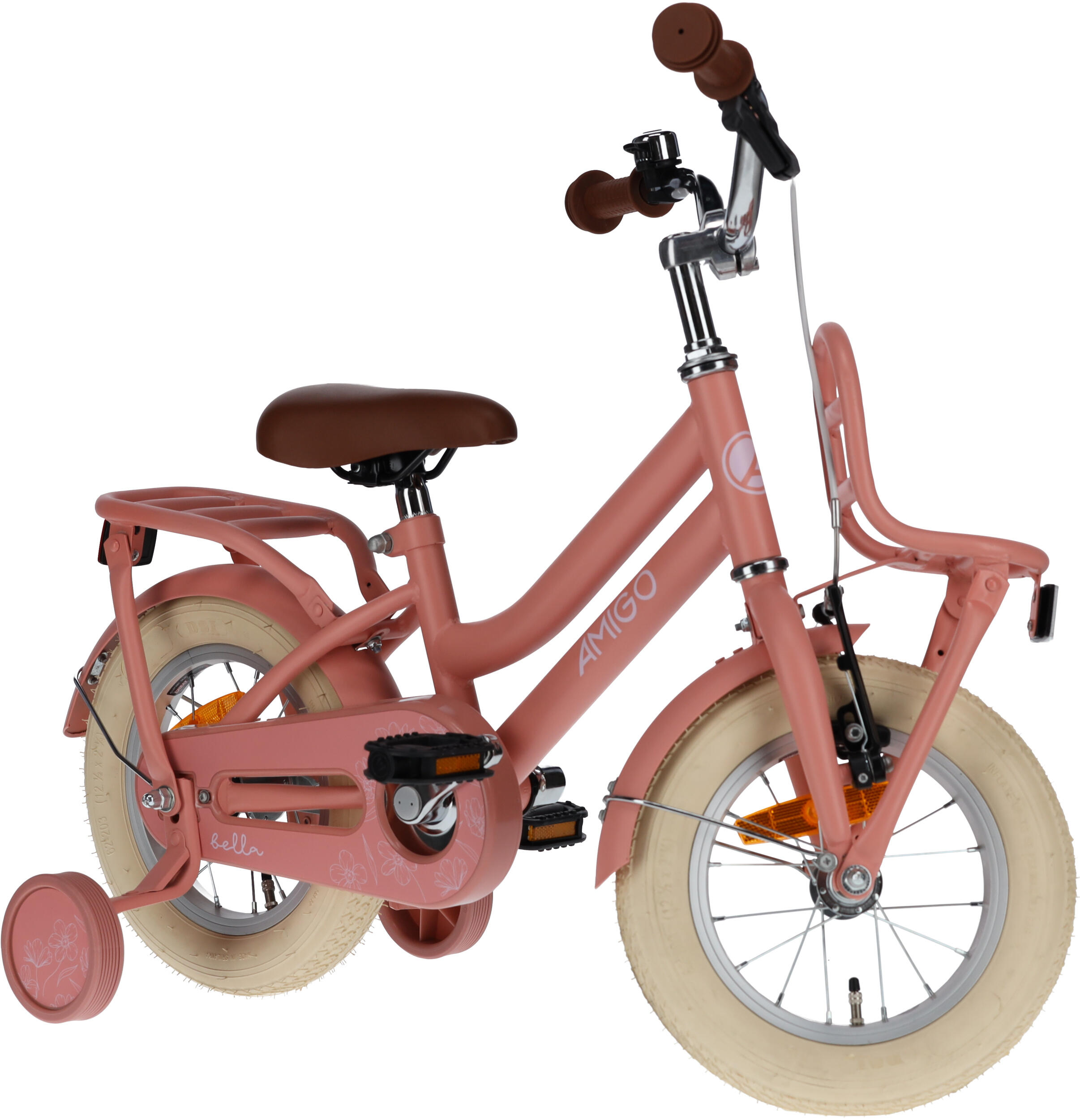 AMIGO Meisjesfiets Bella 12 Inch Meisjes Terugtraprem Zalmroze 6/7