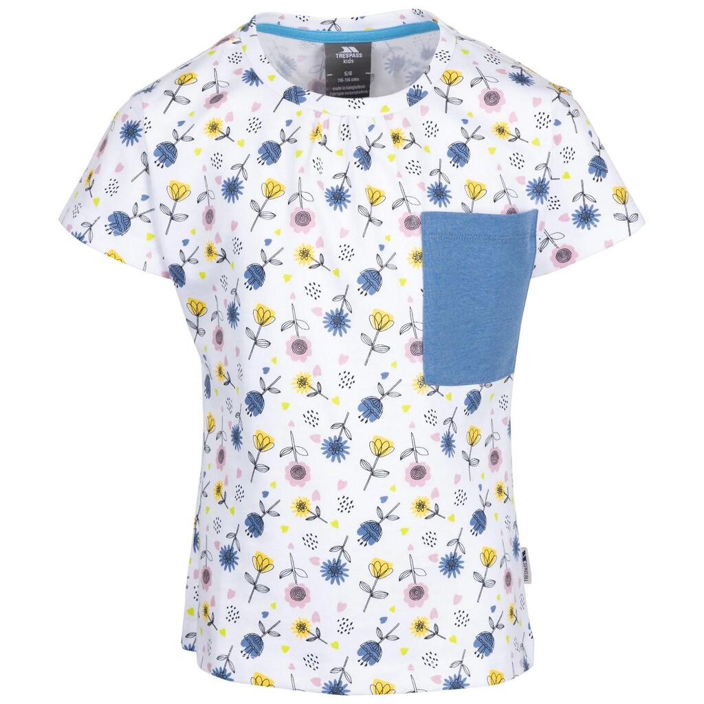 Girls Pleasantly Floral TShirt (White/Blue/Yellow)