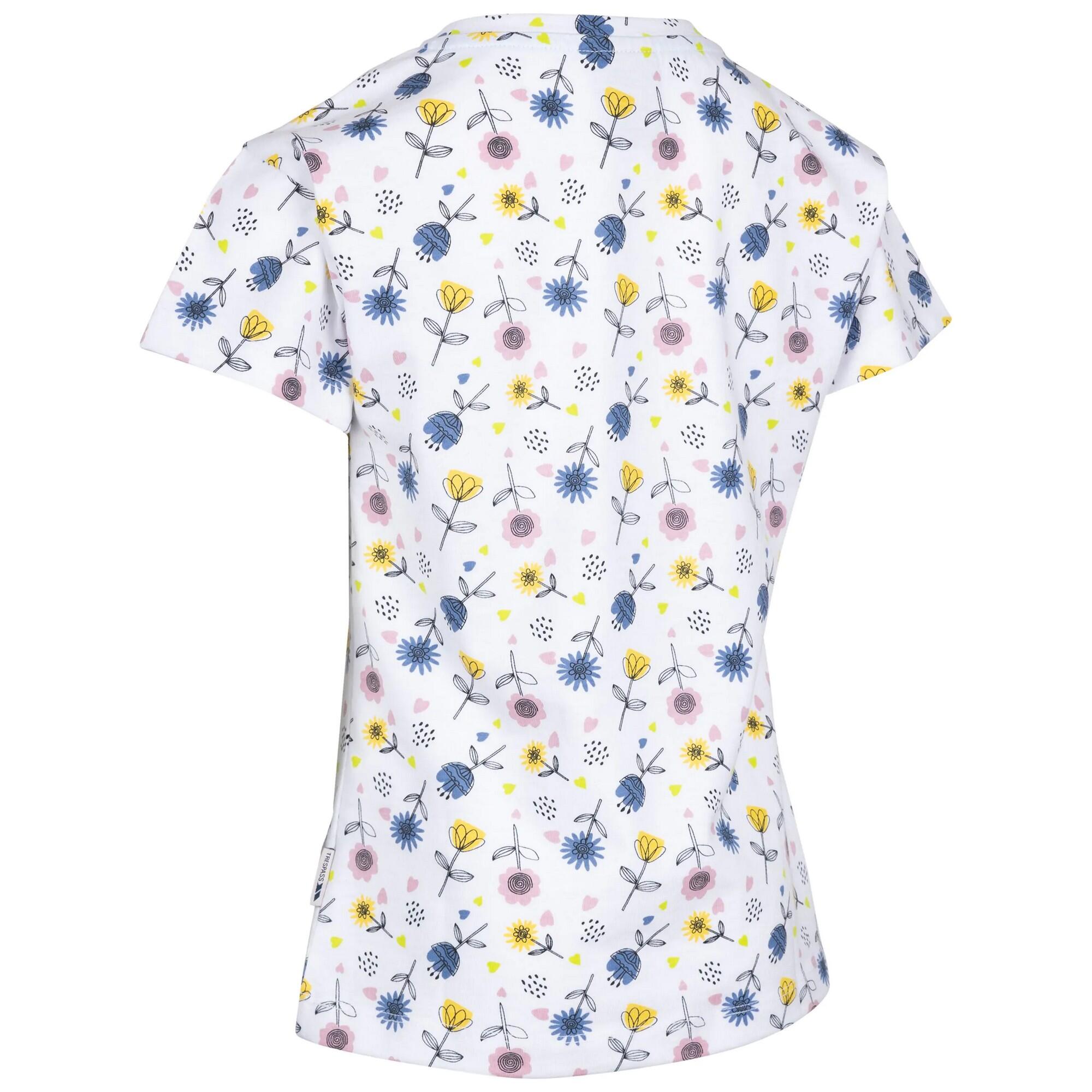 Tshirt Motif/style Floral PLEASANTLY Fille (Blanc / Bleu / Jaune) 2/3