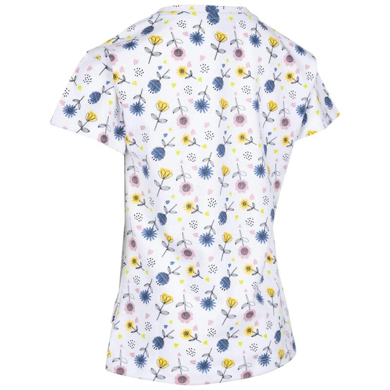 Meisjes Aangenaam Bloemen Tshirt (Wit/Blauw/Geel)