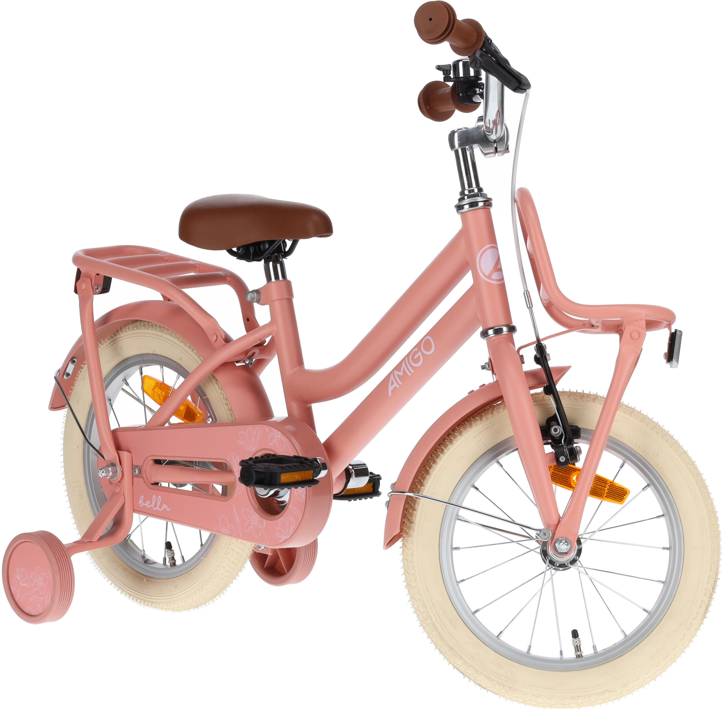 AMIGO Kinderfahrräder Mädchen Bella 14 Zoll Mädchen Rücktrittbremse Lachsfarben 6/7