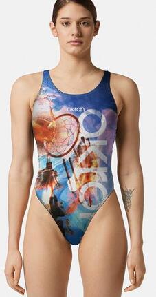 Maillot de bain 1 pièce Akron Dream femme sportif bleu/marron