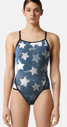 Maillot de bain femme Akron Jerry une pièce bleu/blanc coupe sportive