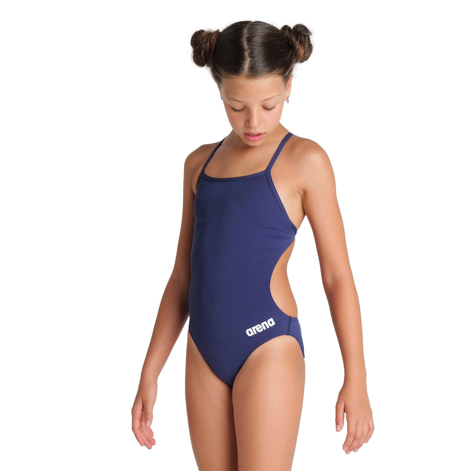 Arena - Maillot De Bain Une-pièce Fille - Team Challenge Solid - Maillot De Bain 1 Pièce - Blanc|bleu - 8-9 Ans - Decathlon