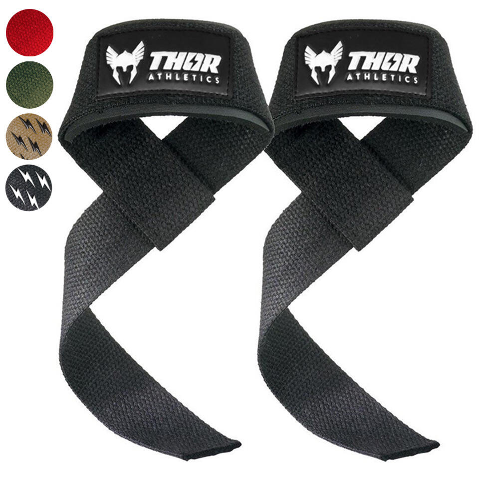 THOR ATHLETICS  Lifting Straps - Powerlifting Straps - Deadlift Straps - Zwart