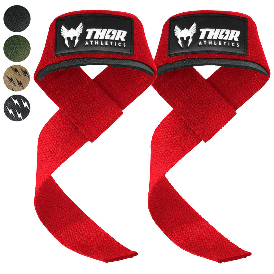 Thor Athletics - Sangles De Levage - Sangle De Tirage Musculation - Powerlifting Straps - Rouge - Sangle De Tirage - Blanc|rouge - Taille Unique - Decathlon