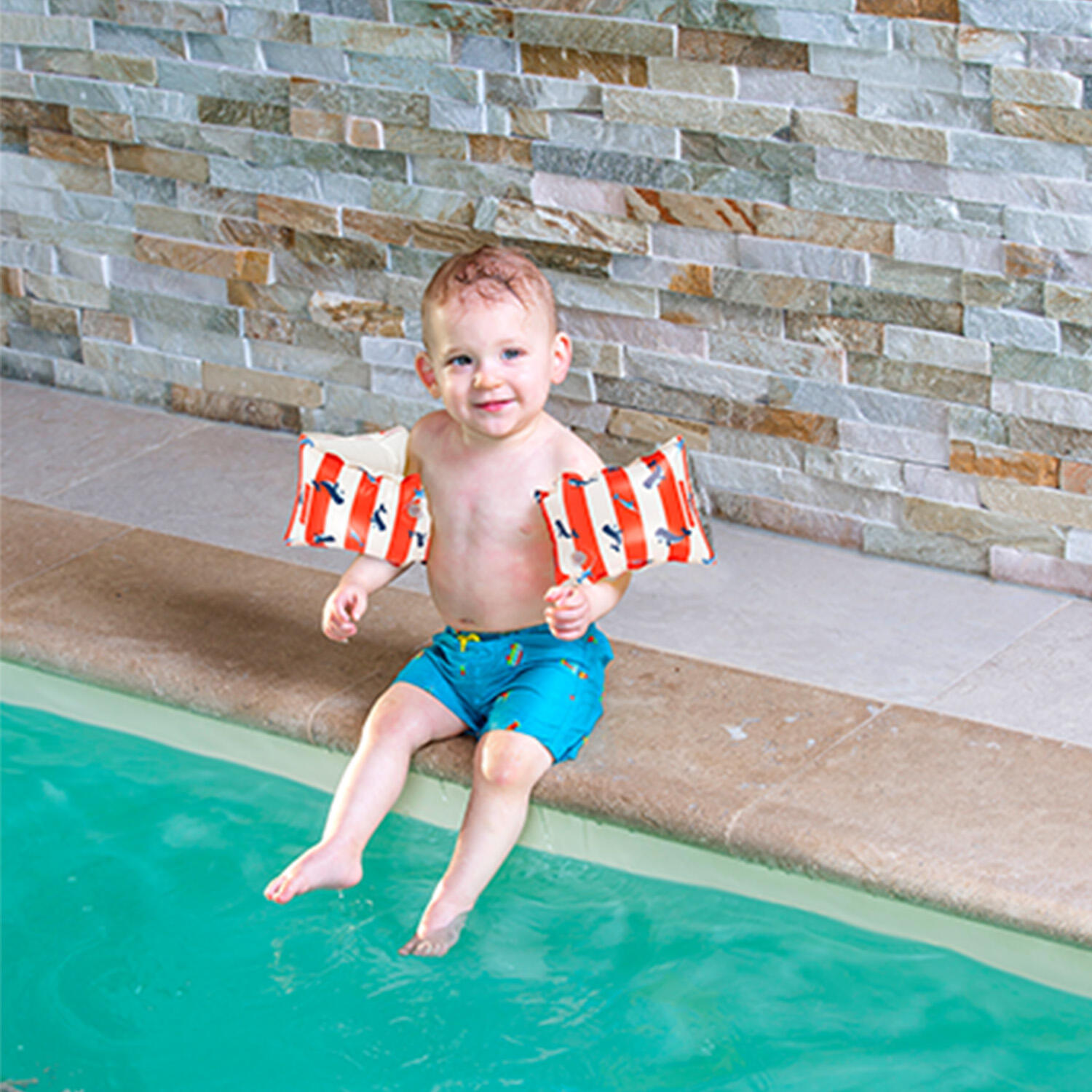 Swim Essentials Arm Bands - Red/white - Ocean Stripes 2/5