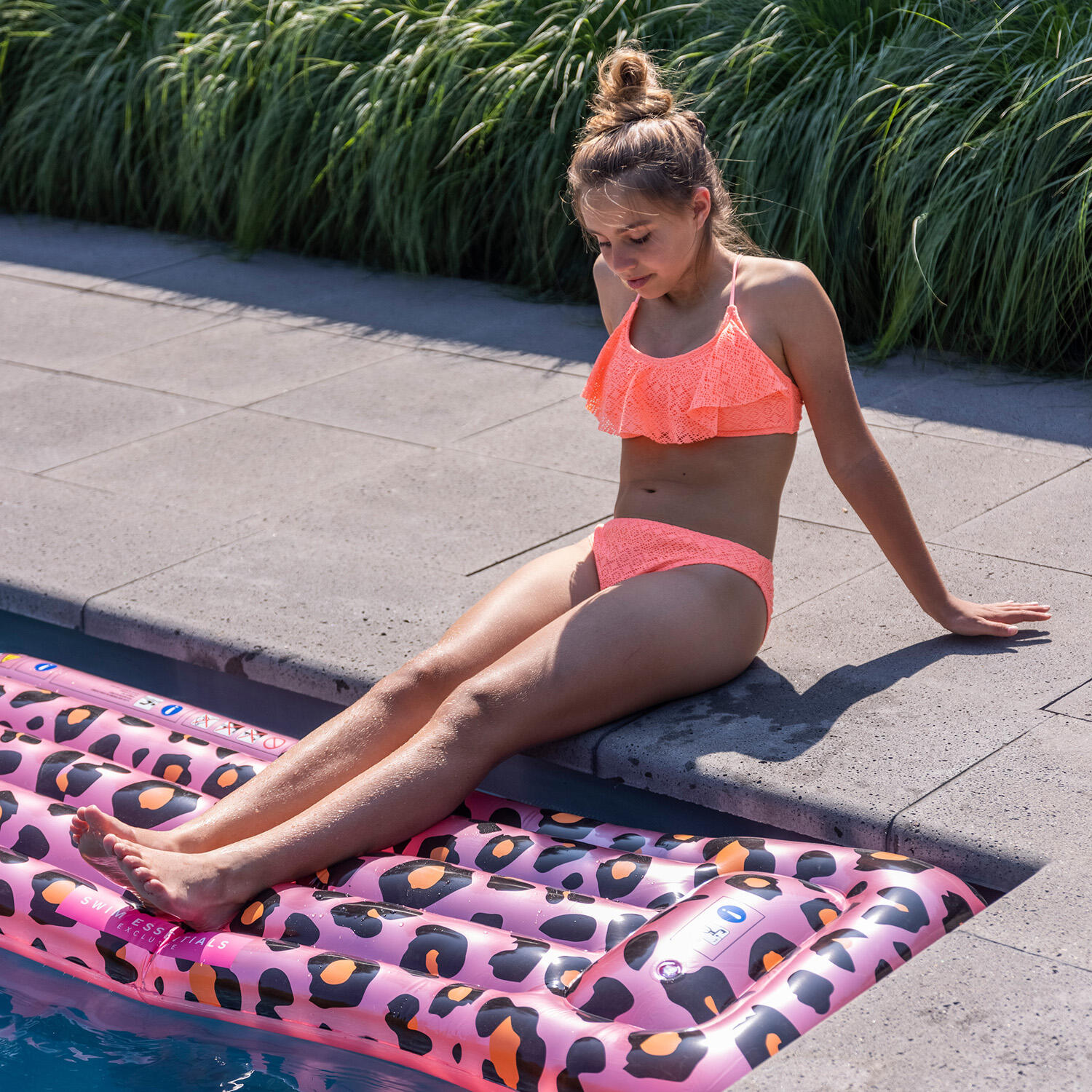 Swimming Air mattress Pink Gold Leopard