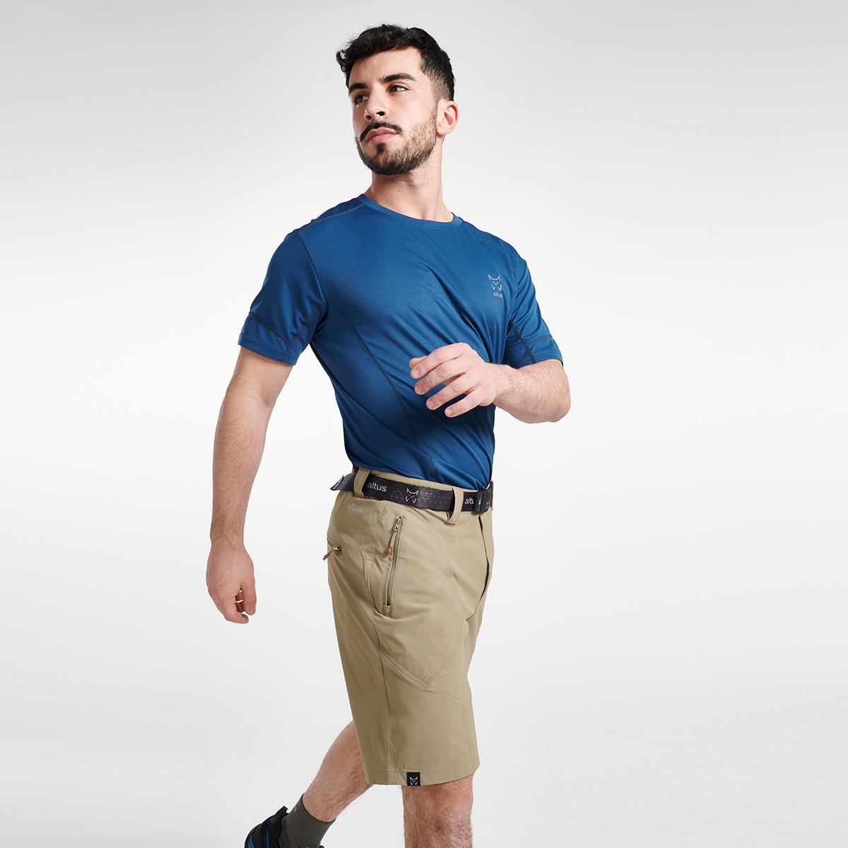 Camiseta de Manga Corta Senderismo de Montaña HOMBRE Altus EIRE AZUL METHYL 5/6