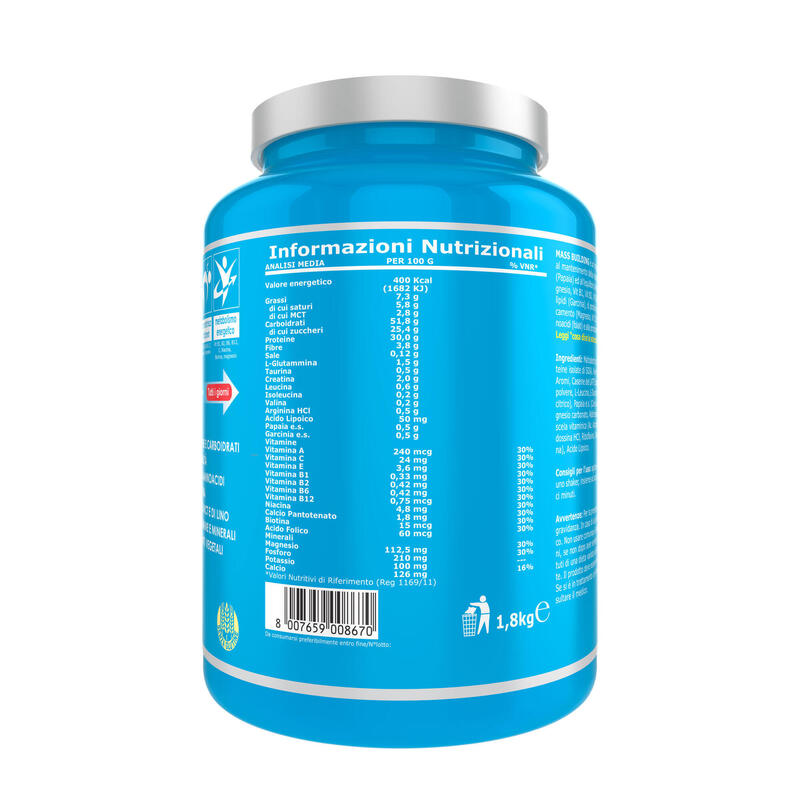 MASS BUILDING 1.8 Kg STRACCIATELLA GAINER PER AUMENTARE LA MASSA MUSCOLARE