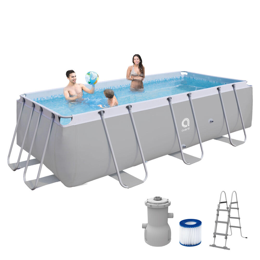 AVENLI Piscina rettangolare Jilong 400x200x99 cm acciaio PVC con pompa 2000 L/h