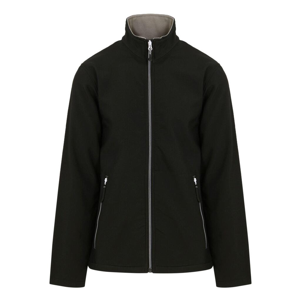 Mens Plain Double Layered Soft Shell Jacket (Black/Mineral Grey)