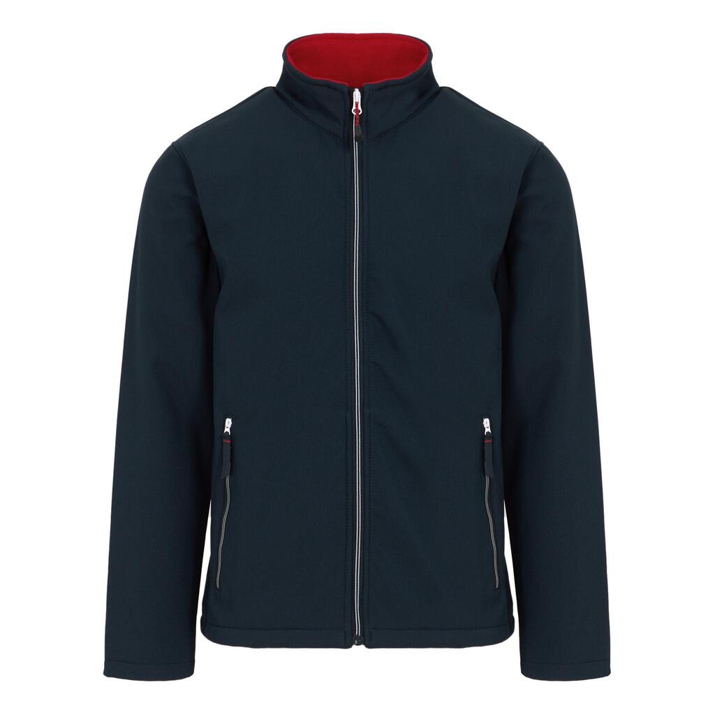 Mens Plain Double Layered Soft Shell Jacket (Navy/Classic Red)