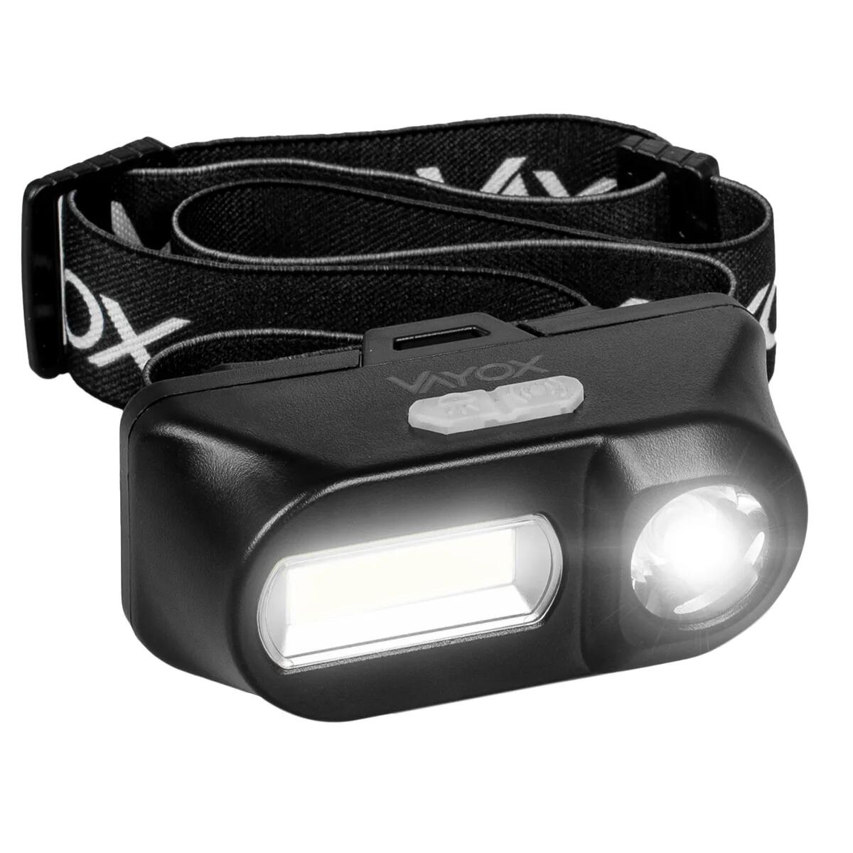 VAYOX Čelovka VA0175, 380lm, akumulátorová, USB-C