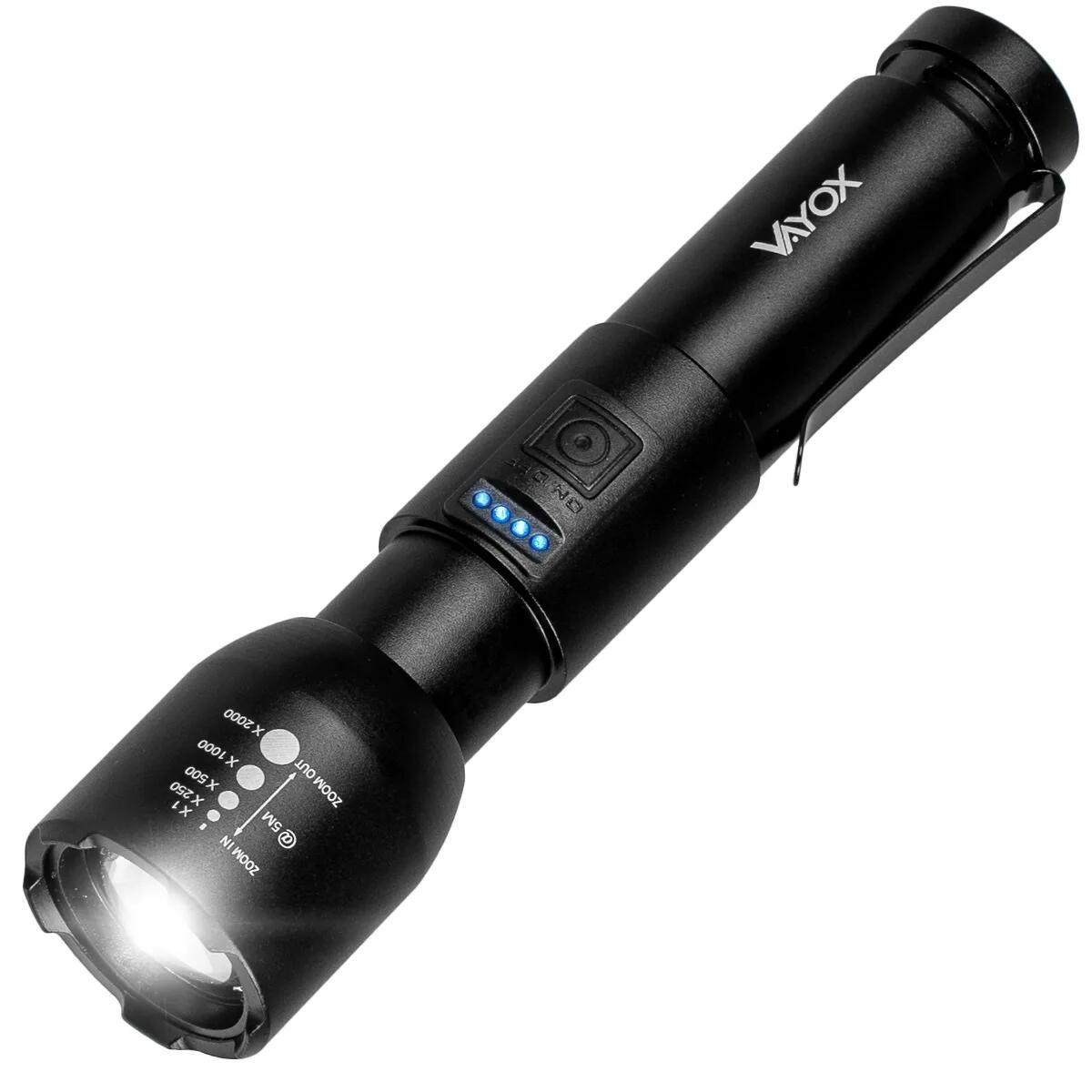 Latarka akumulatorowa Vayox VA0180, 800lm, ZOOM, klips