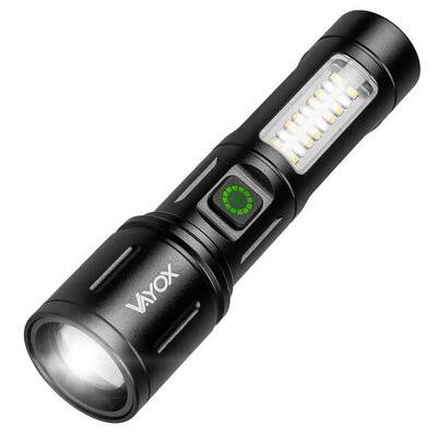 Oplaadbare zaklamp vayox va0181. 260lm. zoom. zijlicht