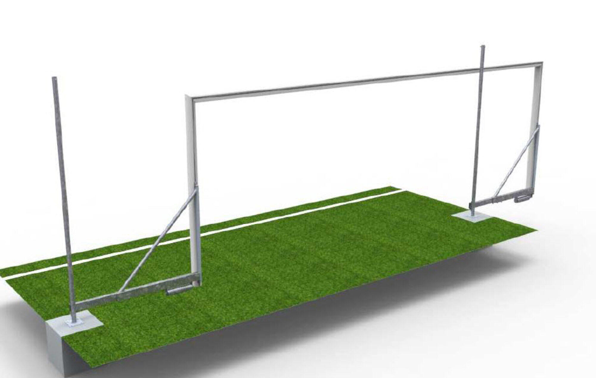 Par de porterías de fútbol 7 plegables de aluminio con botes para fijar 3/4