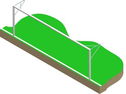 Aluminium voetbaldoel, 6 x 2,10 m, in de grond te verankeren