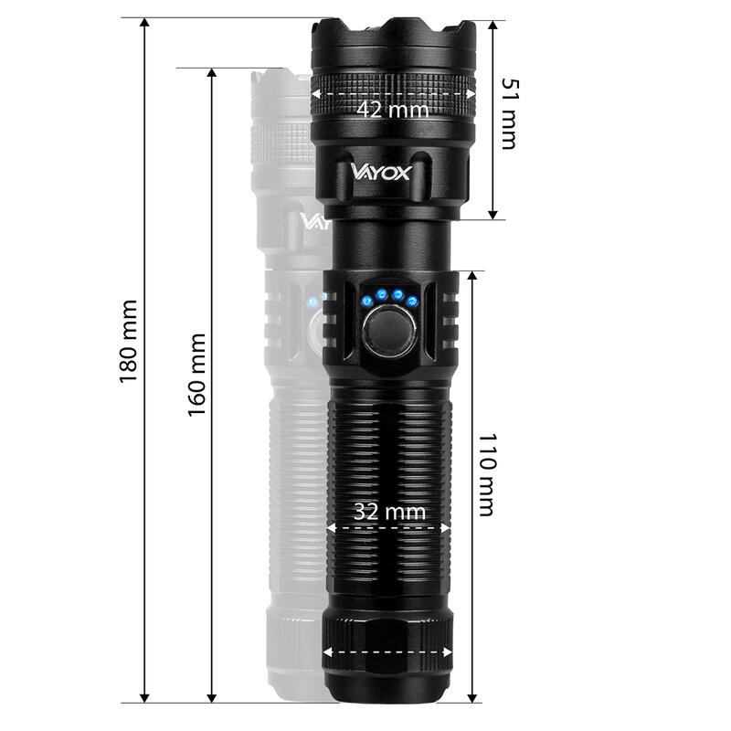 Lanterna reîncărcabilă Vayox VA0179, 600lm, ZOOM, Powerbank