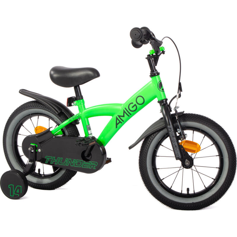 AMIGO Vélo garçon Thunder 14 Pouces 22 cm Garçon Frein à rétropédalage Vert