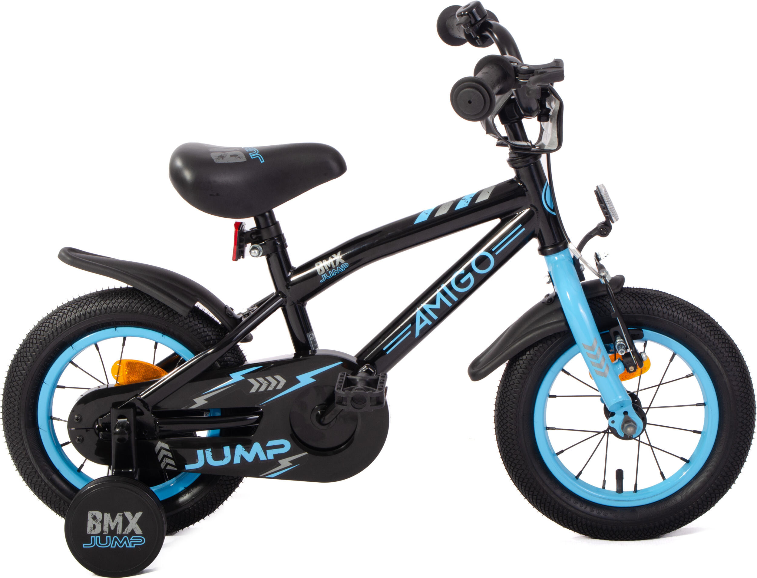 AMIGO AMIGO Jongensfiets BMX Jump 12 Inch 22 cm Jongens Terugtraprem Zwart/Blauw