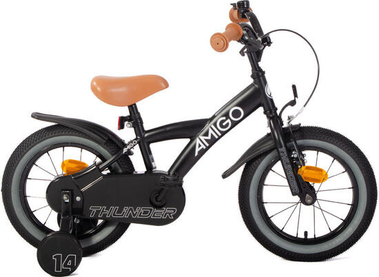 Thunder 14 Inch 22 cm Jongens Terugtraprem Zwart/Wit