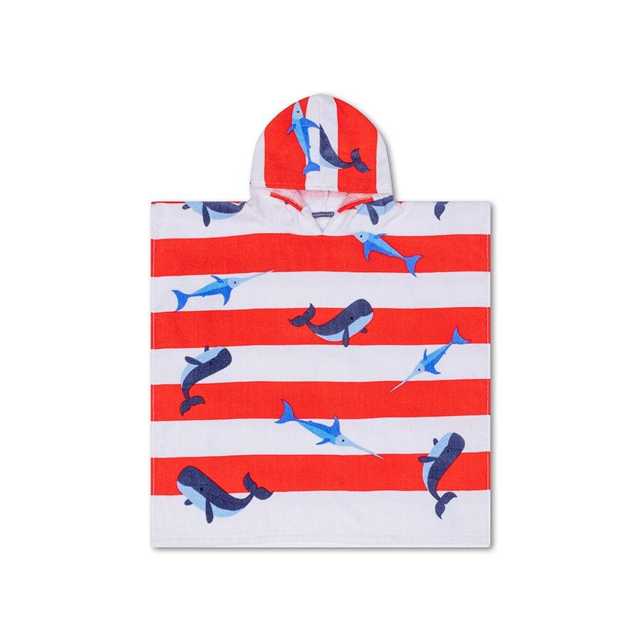 SWIM ESSENTIALS Poncho da Spiaggia Balena Rosso/Bianco 65 x 65 cm