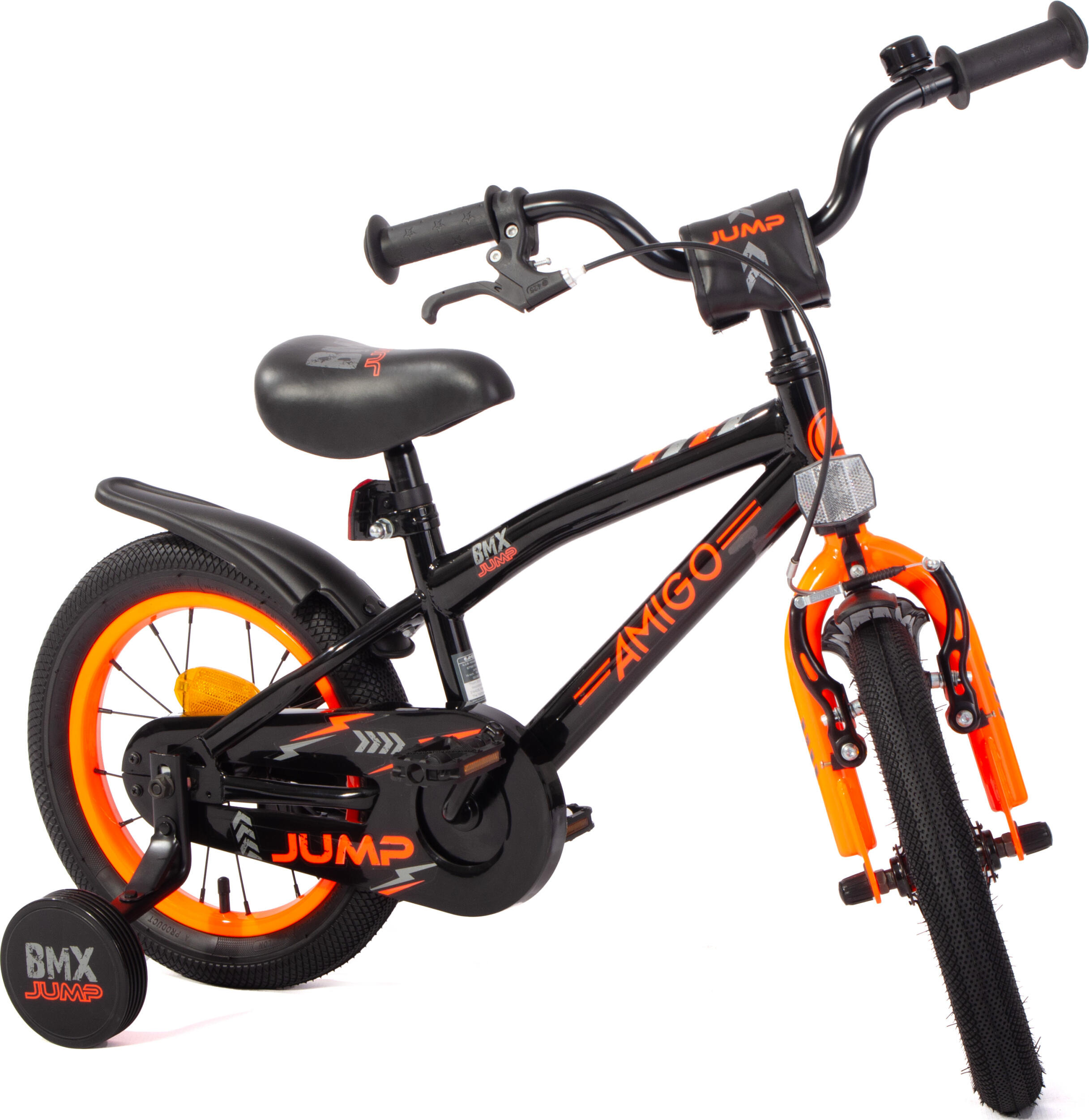 BMX Jump 14 Zoll 22,5 cm Jungen Rücktrittbremse Schwarz/Neon Orange 4/7