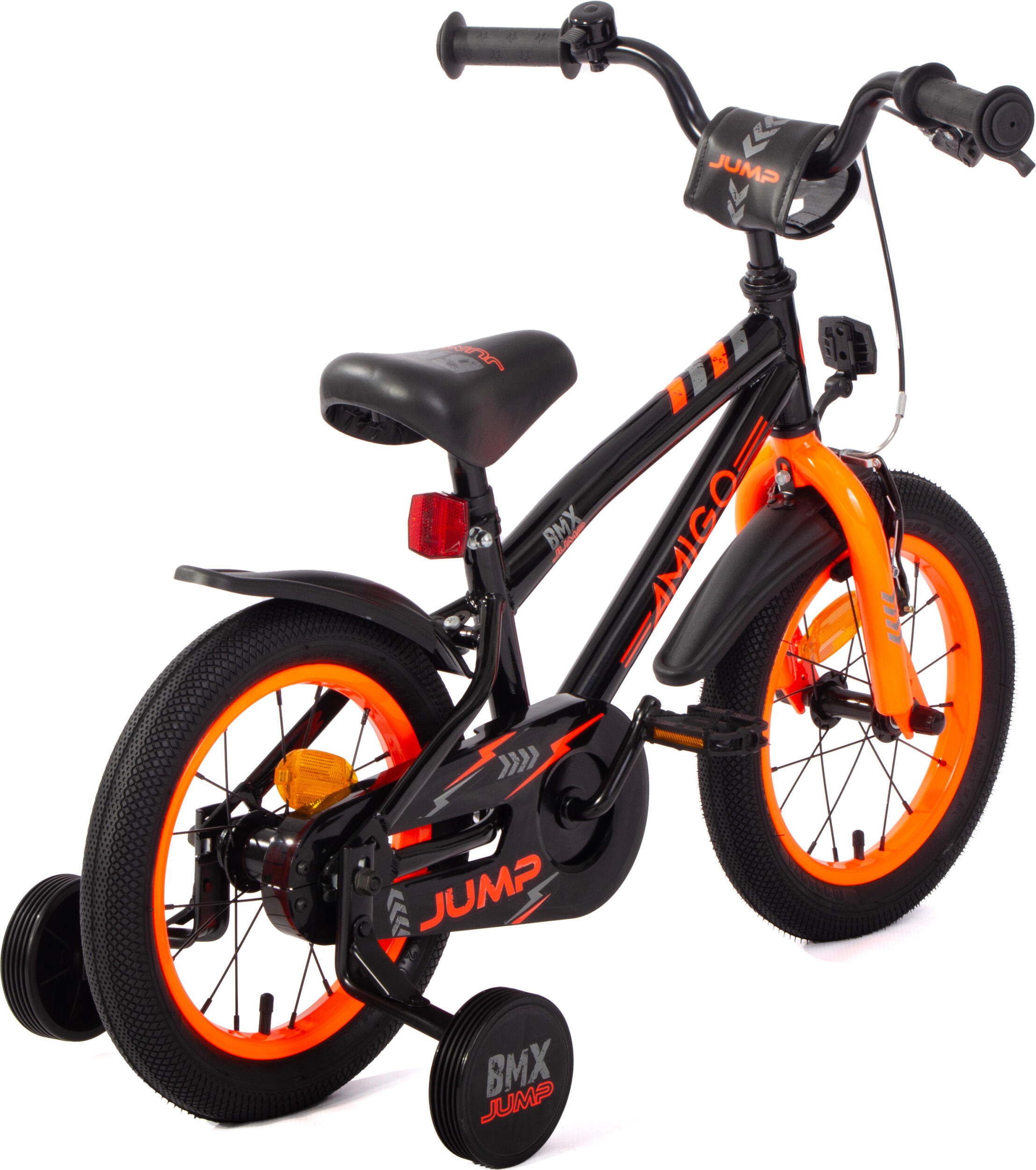 BMX Jump 14 Zoll 22,5 cm Jungen Rücktrittbremse Schwarz/Neon Orange 6/7