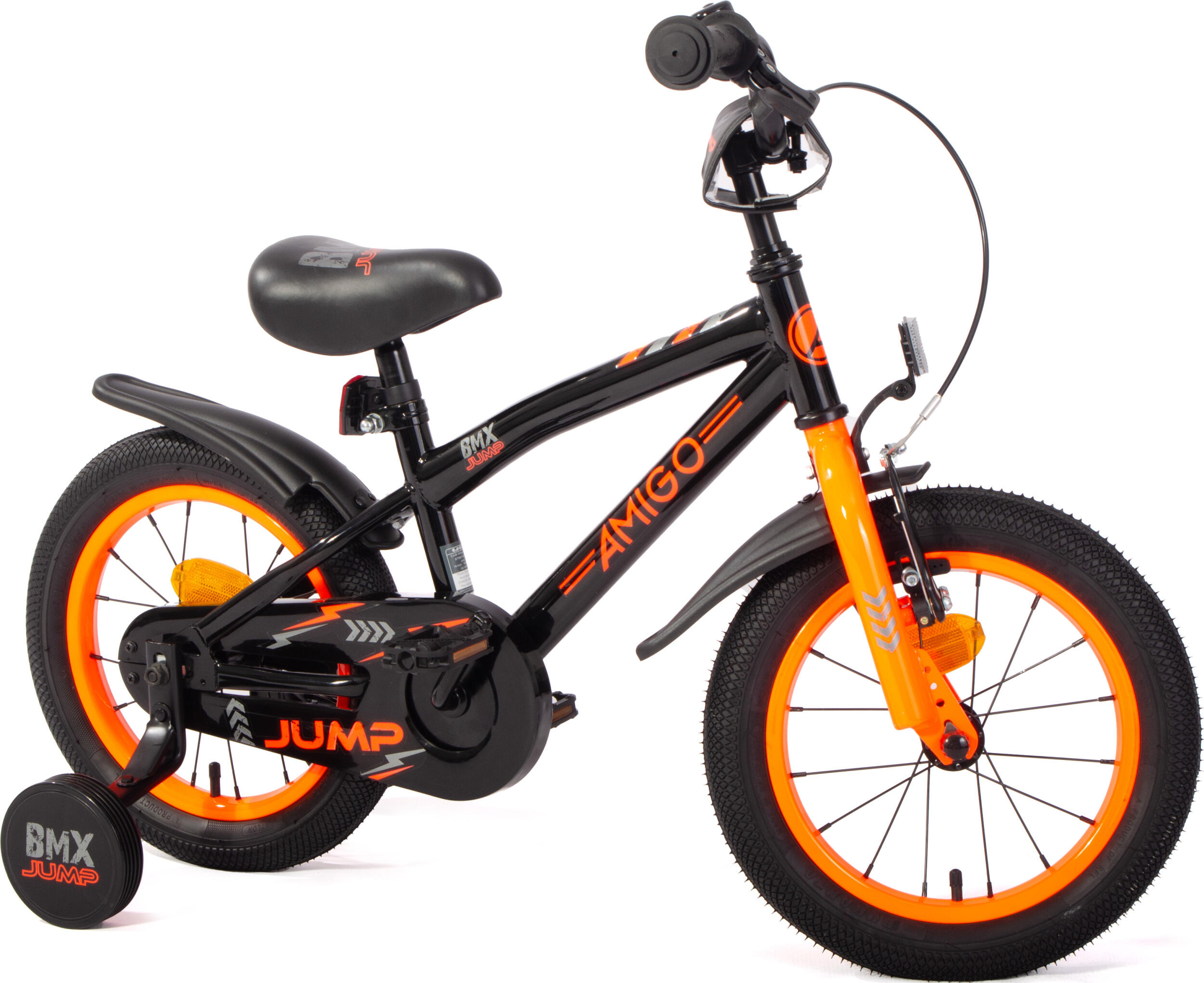 BMX Jump 14 Zoll 22,5 cm Jungen Rücktrittbremse Schwarz/Neon Orange 5/7