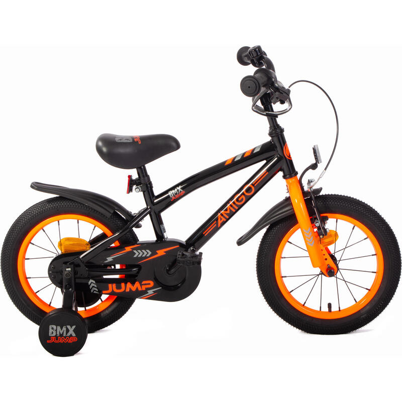 AMIGO Jongensfiets BMX Jump 14 Inch 22,5 cm Jongens Terugtraprem Zwart/Neon