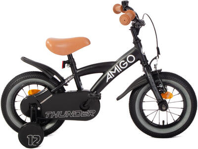 Thunder 12 inch 21 cm jongens terugtraprem zwart/wit