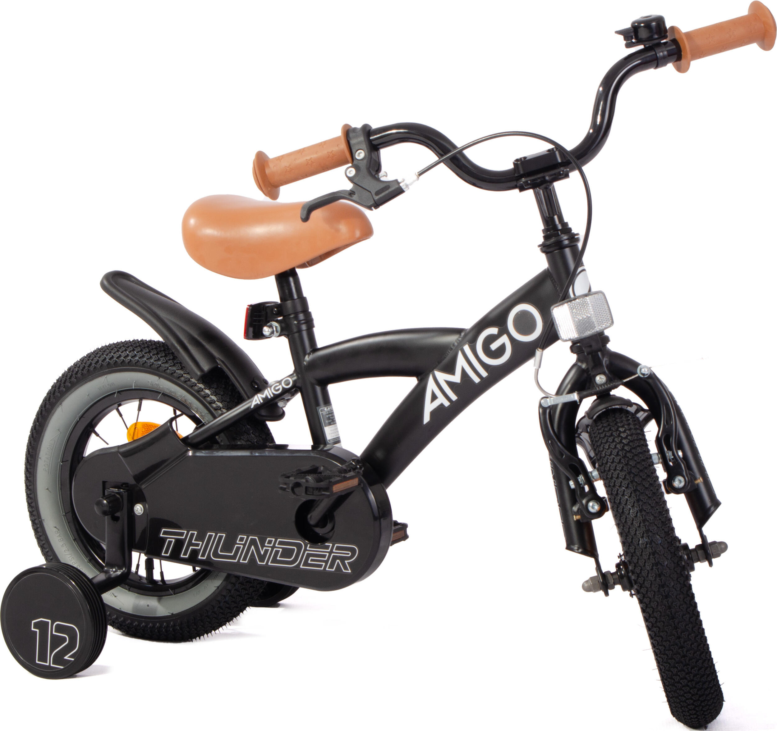 Thunder 12 Zoll 21 cm Jungen Rücktrittbremse Schwarz/Weiß 4/7