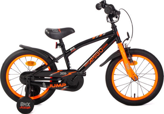 BMX Jump 16 Zoll 25,5 cm Jungen Rücktrittbremse Schwarz/Neon Orange