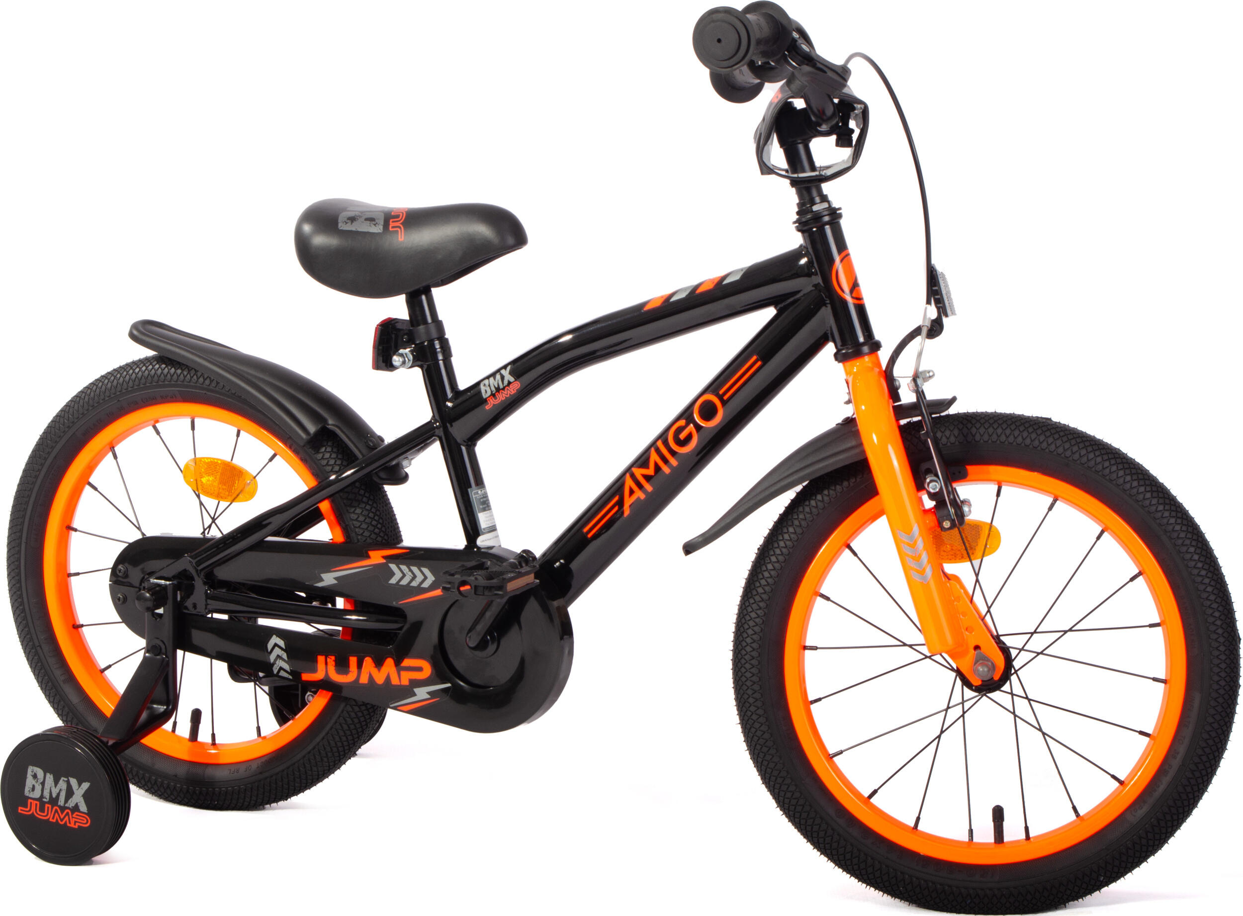 BMX Jump 16 Inch 25,5 cm Jongens Terugtraprem Zwart/Neon Oranje 5/7