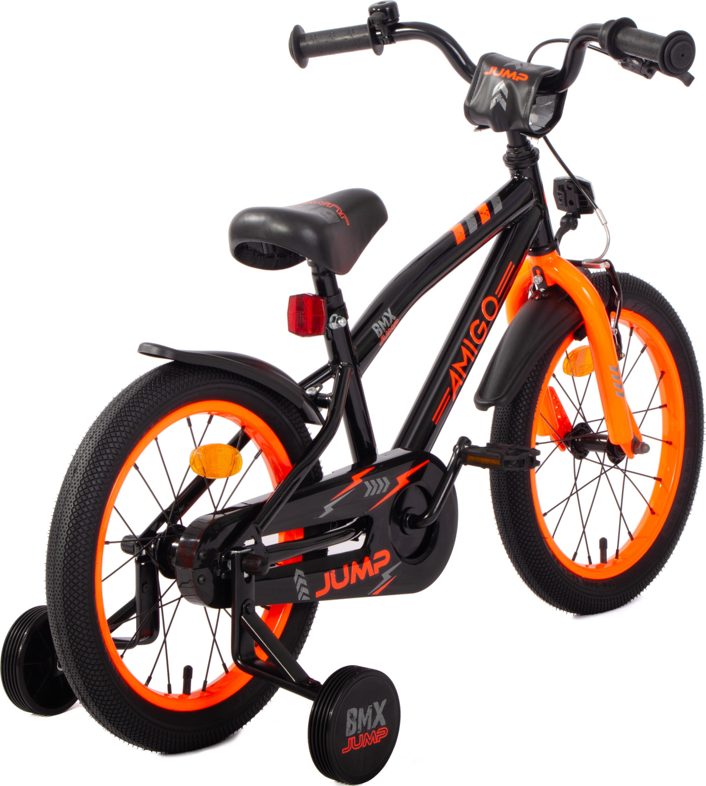 BMX Jump 16 Inch 25,5 cm Jongens Terugtraprem Zwart/Neon Oranje 6/7