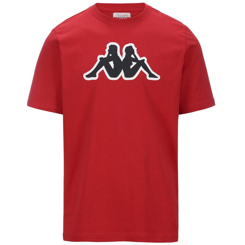 kappa t-shirt da uomo in cotone rosso da cardio training