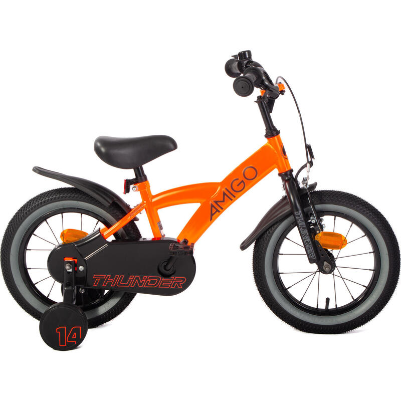 AMIGO Vélo garçon Thunder 14 Pouces 22 cm Garçon Frein à rétropédalage Orange