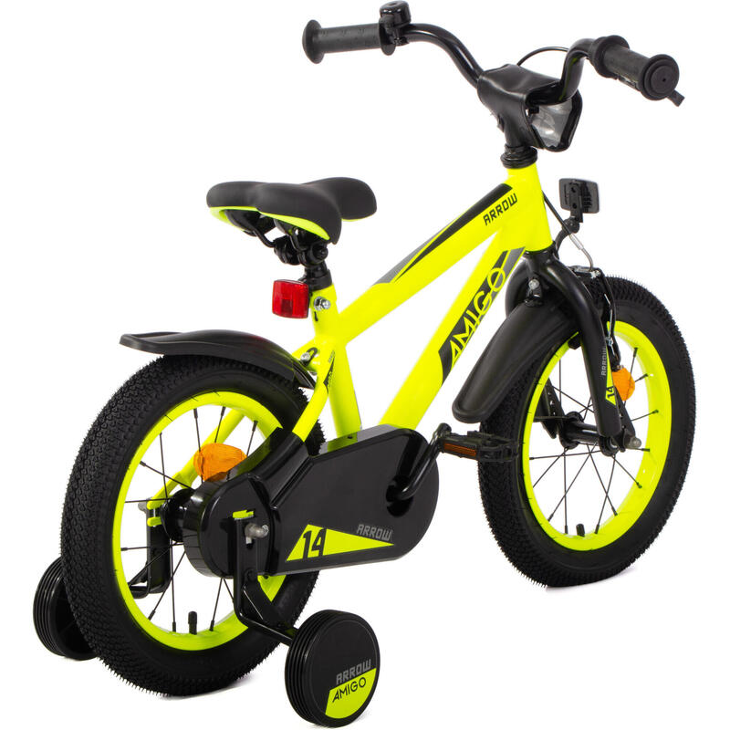 AMIGO Vélo garçon Arrow 14 Pouces 24 cm Garçon Frein à rétropédalage Jaune