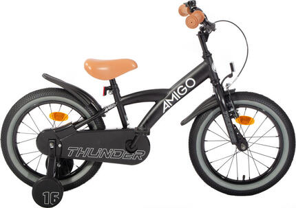 Thunder 16 Inch 23,5 cm Jongens Terugtraprem Zwart/Wit