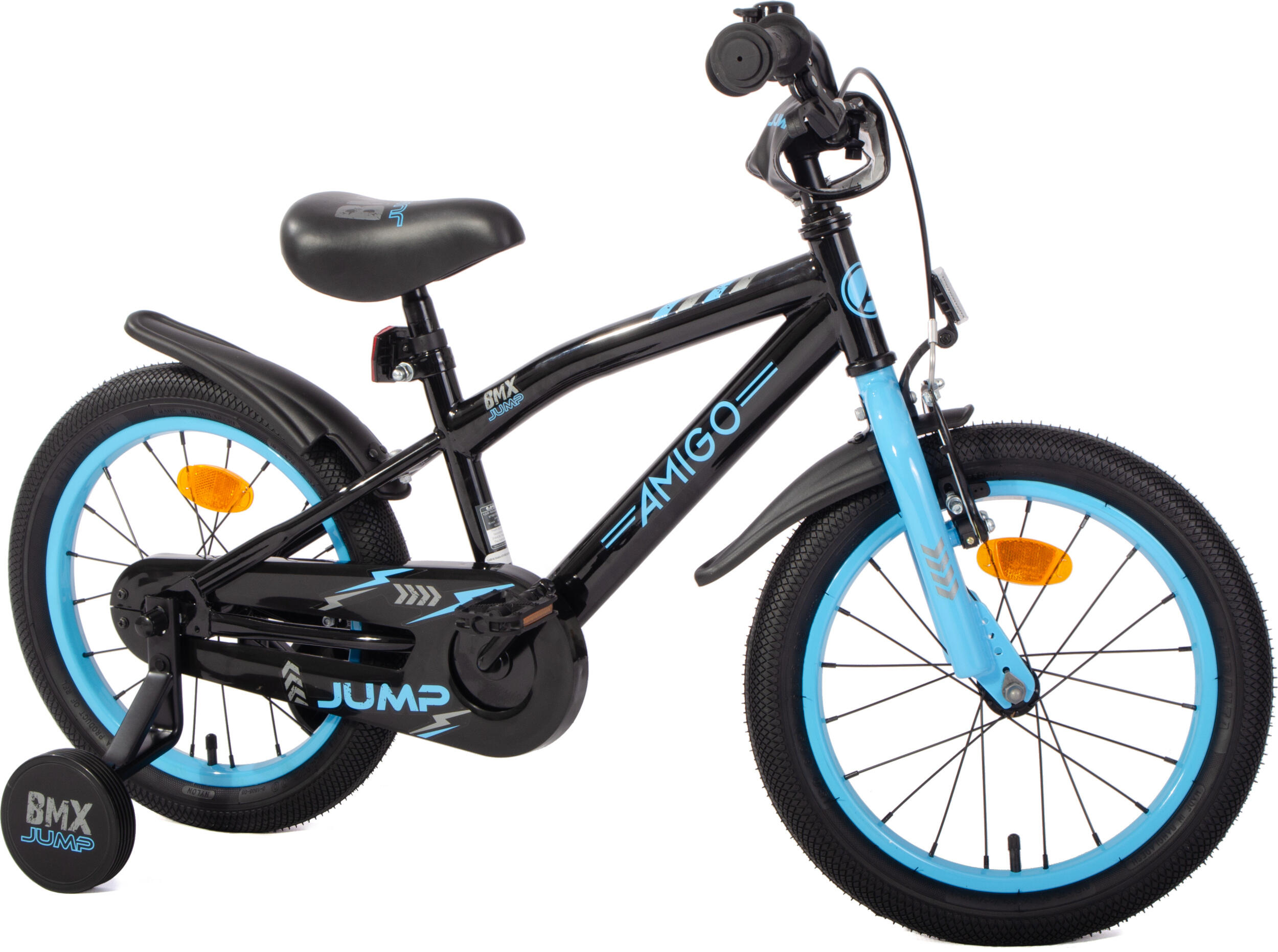BMX Jump 16 Inch 25,5 cm Jongens Terugtraprem Zwart/Blauw 5/7