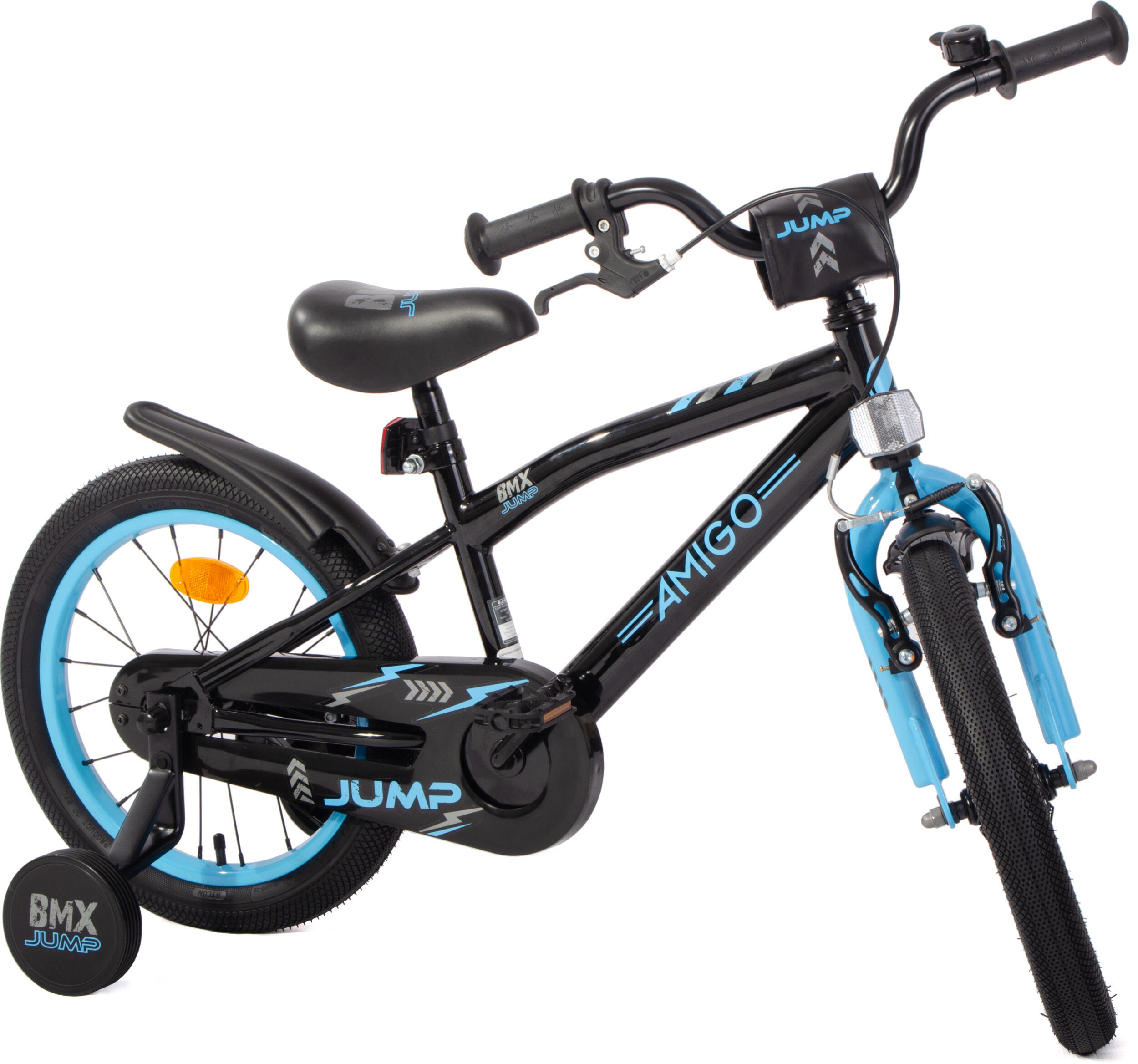 BMX Jump 16 Inch 25,5 cm Jongens Terugtraprem Zwart/Blauw 4/7