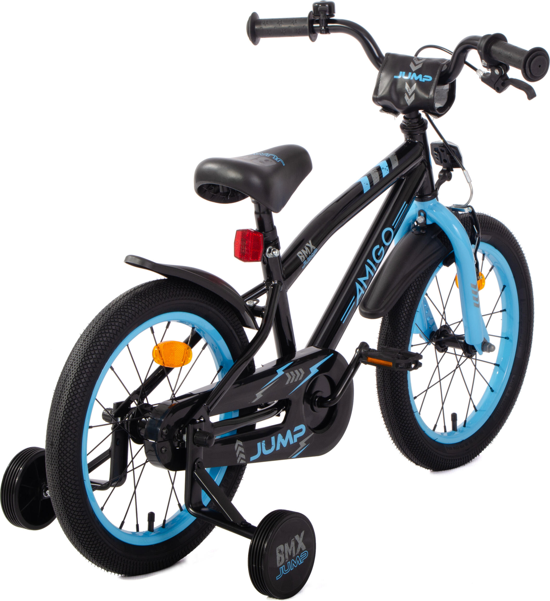 BMX Jump 16 Inch 25,5 cm Jongens Terugtraprem Zwart/Blauw 6/7