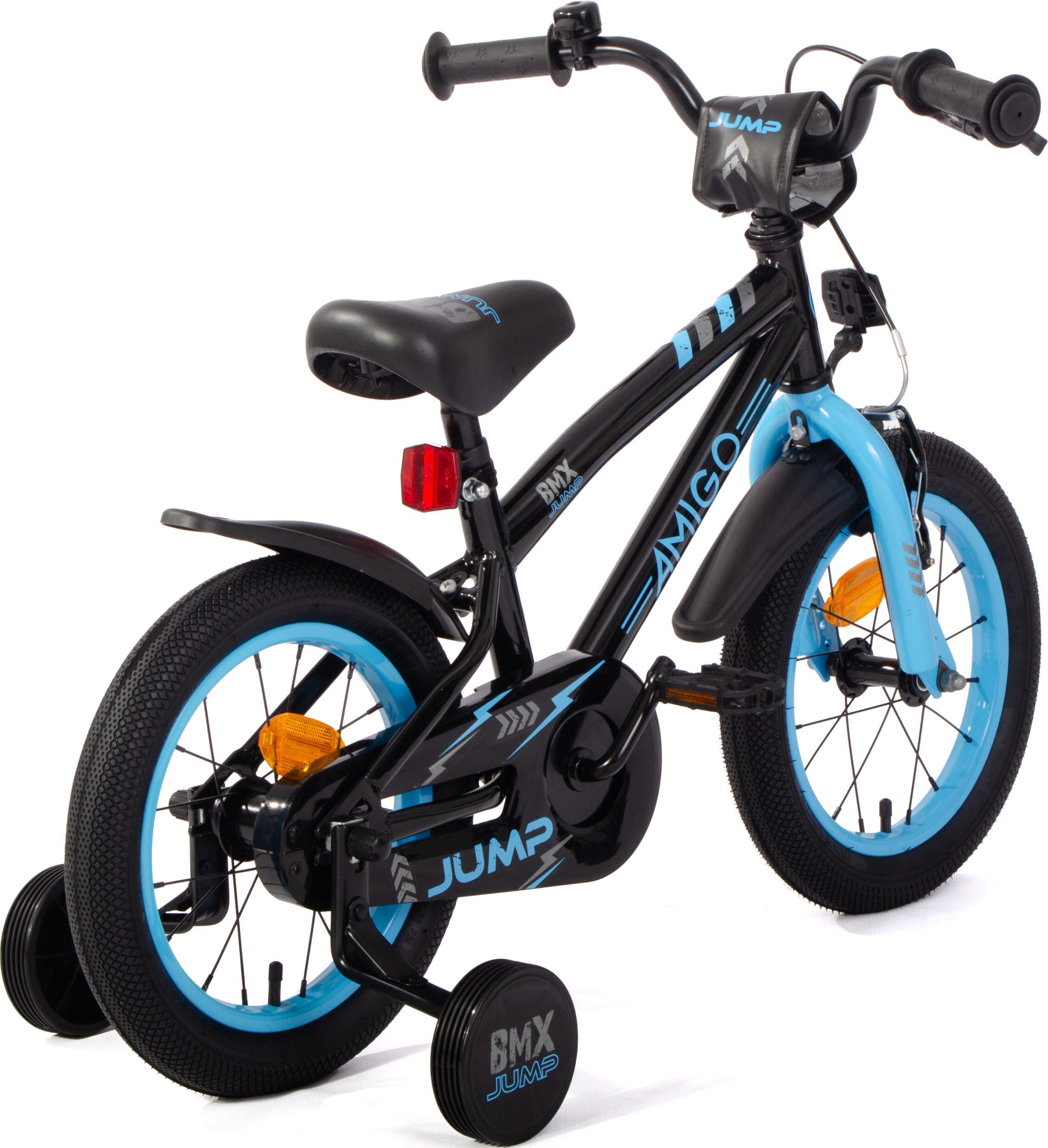 BMX Jump 14 Zoll 22,5 cm Jungen Rücktrittbremse Schwarz/Blau 6/7