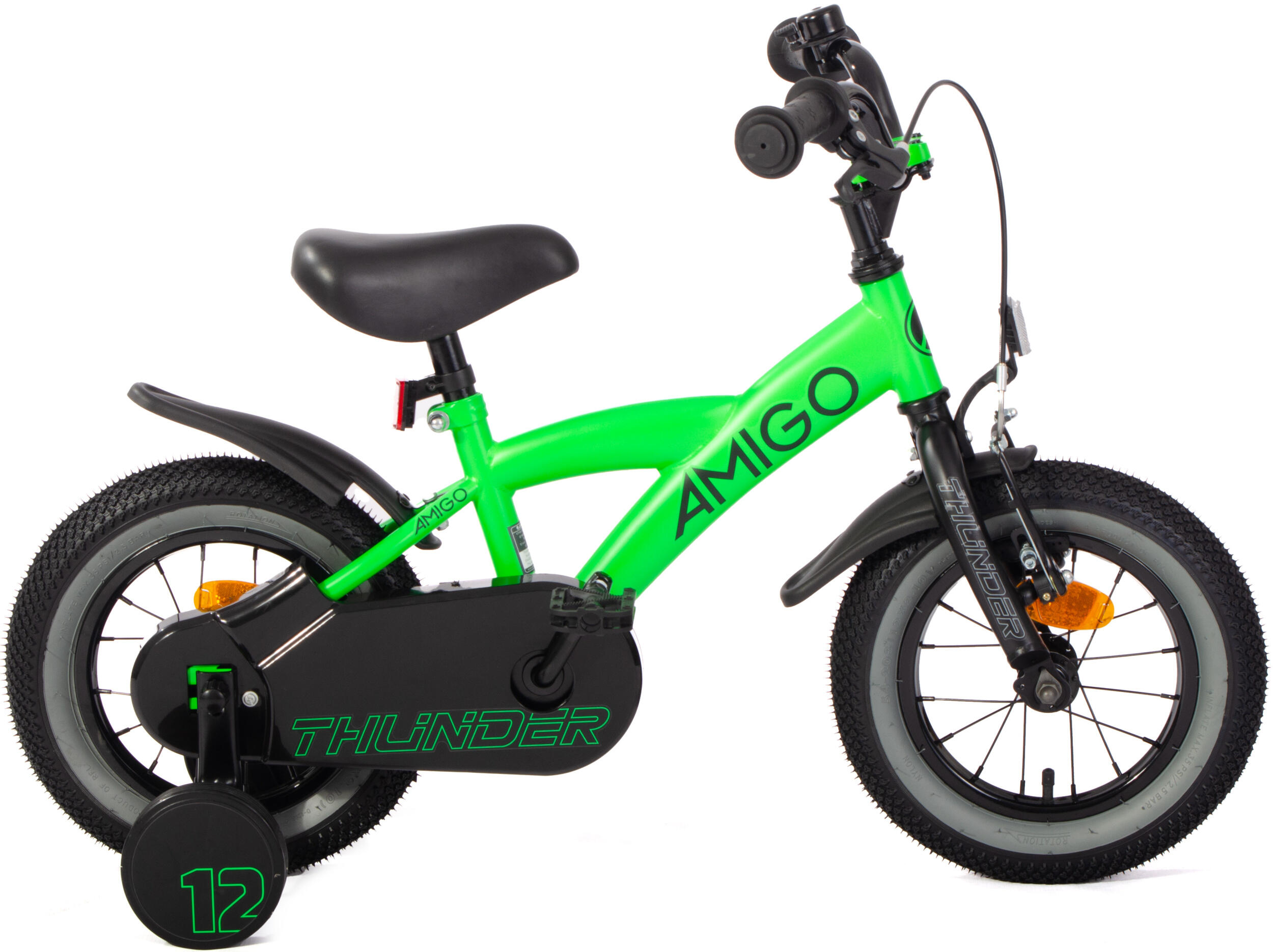 AMIGO AMIGO Jongensfiets Thunder 12 Inch 21 cm Jongens Terugtraprem Neon Groen/Zwart