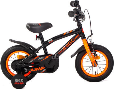 Bmx jump 12 inch 22 cm jongens terugtraprem zwart/neon oranje