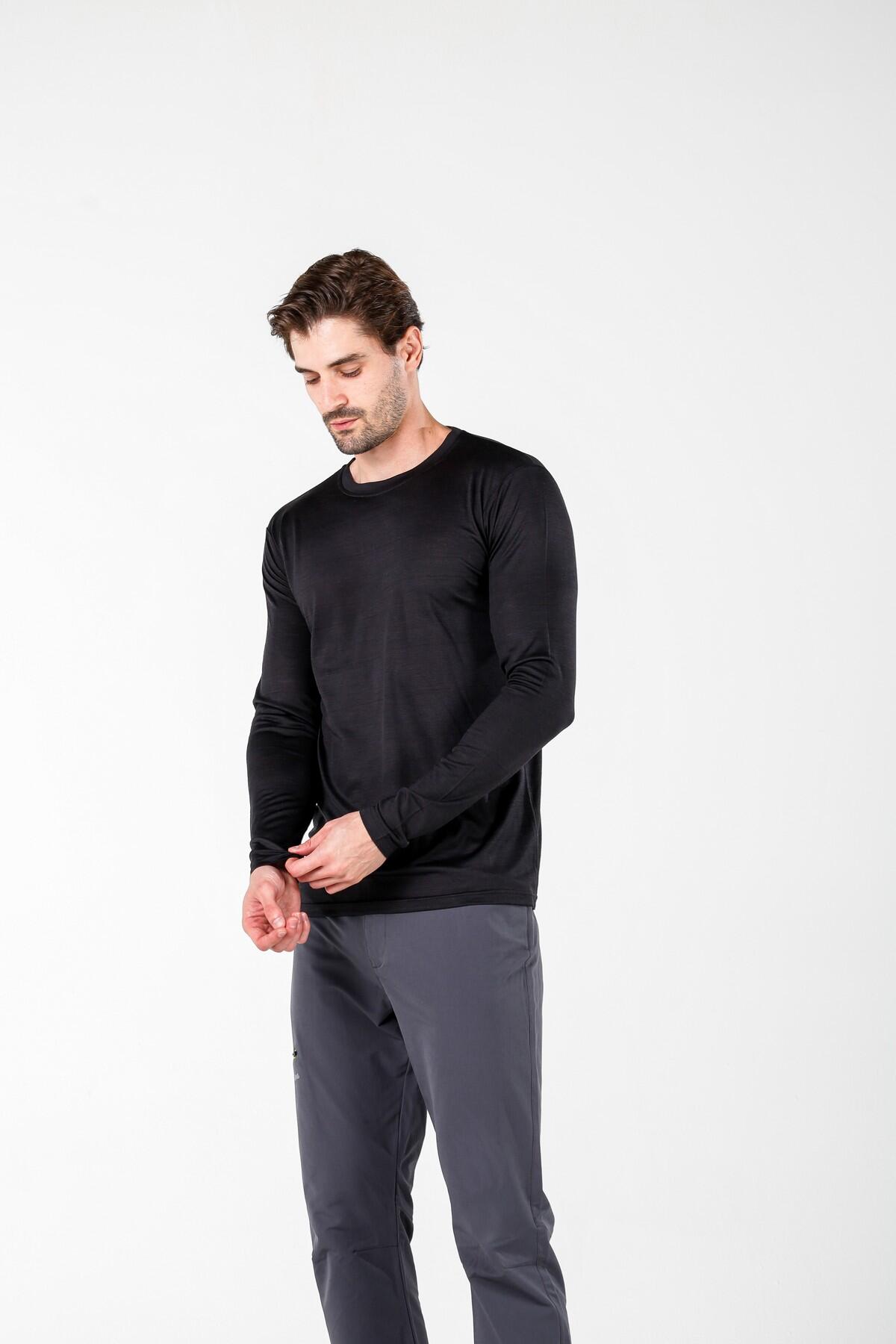 Koszulka termoaktywna męska Woolona Eris z długim rękawem 100% Merino 3/4