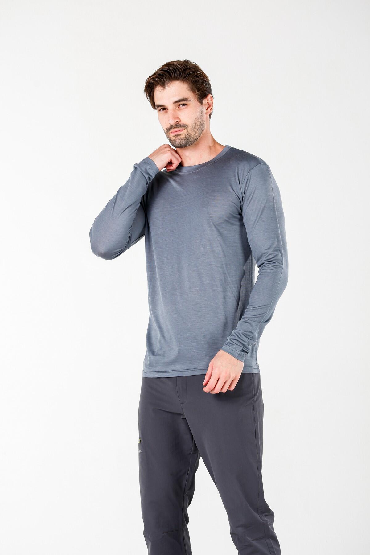 Koszulka termoaktywna męska Woolona Eris z długim rękawem 100% Merino 3/4