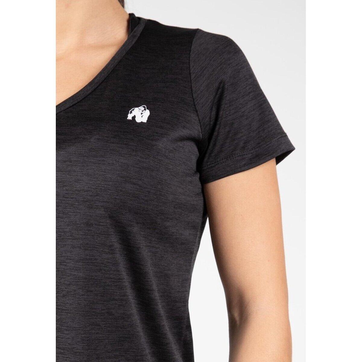 Camiseta Musculación Manga Corta Poliéster Mujer GORILLA WEAR Elmira Negro 7/7